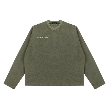Unisex Vintage Wash Boxy  Waffle Raw Edge T-Shirt