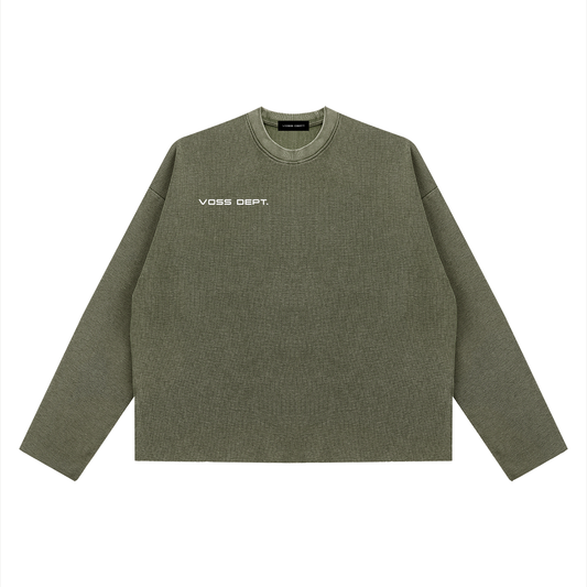 Unisex Vintage Wash Boxy  Waffle Raw Edge T-Shirt